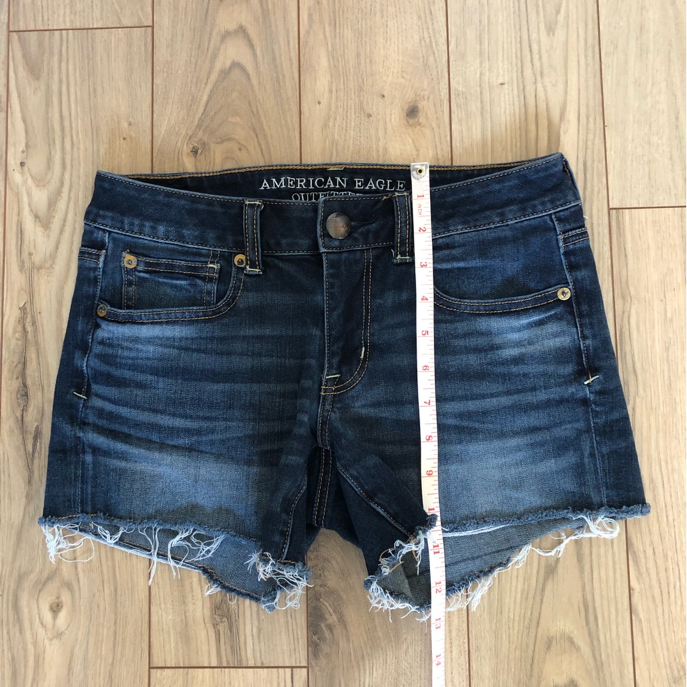 Women’s American Eagle Blue denim Super Stretch Shortie shorts size 4 - Picture 10 of 12